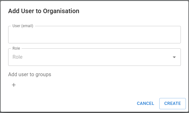 Add User to Organisation modal